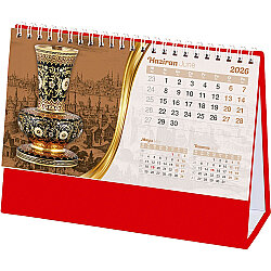 Amt-02-kt Osmanlı Masa Takvimi Kırmızı - Taslama 20 x 14 x 7 Cm - 