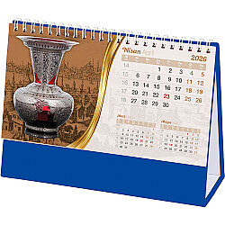 Amt-02-lt Osmanlı Masa Takvimi Lacivert - Taslama 20 x 14 x 7 Cm - 