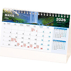Amt-04-tb Şelale Masa Takvimi Taslama - Beyaz 20 x 14 x 7 Cm - 