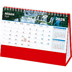 Amt-04-tk Şelale Masa Takvimi Taslama - Kırmızı 20 x 14 x 7 Cm - 