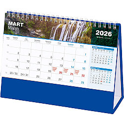 Amt-04-tl Şelale Masa Takvimi Taslama - Lacivert 20 x 14 x 7 Cm - 
