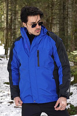 Fiyort Fy 162 Sogne 3'ü 1 Arada Su Geçirmez Mont Çıkarılabilir Polar Astarlı, Nefes Alabilen Outdoor Ceket Saxmavi-siyah